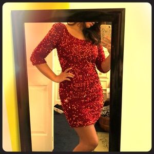 Red Sequin Cocktail Dress
